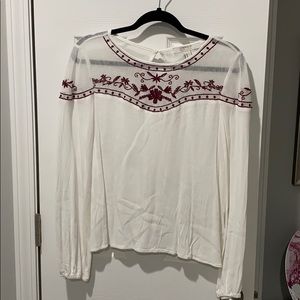 Forever 21 Long sleeve white embroidered shirt